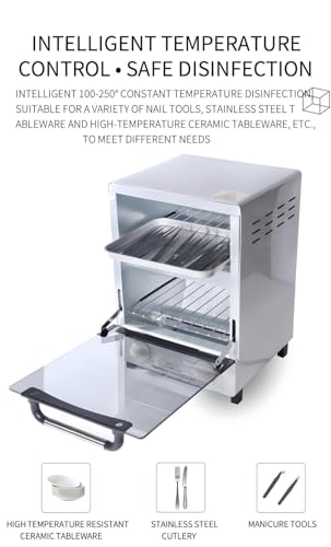 Sterilizer for Nail Tools, 12L Multifunctional High Temperature Cleaning Dry Box Stainless Steel with Temp Control, Tweezer Sterilizer, Stainless Trays, Timer, Nail Salon Equipment - Thumbnail 3