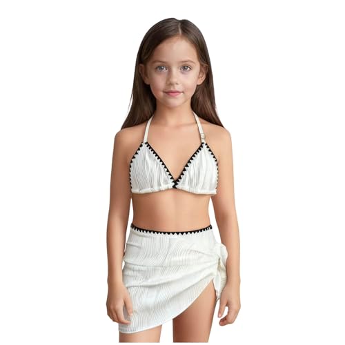 Girls 3 Pieces Swimsuits Halter Bikini Sets with Beach Coverups Wrap Skirt Bathing Suit Summer Swimwear for 8-16 Years