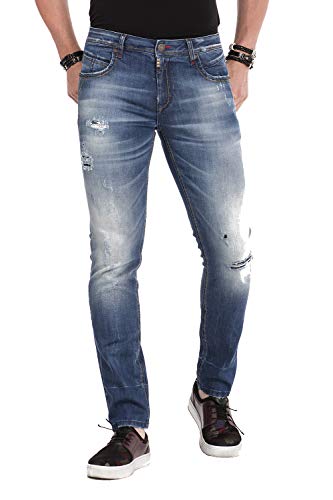 Cipo & Baxx Pantalones vaqueros para hombre, diseño de corte recto