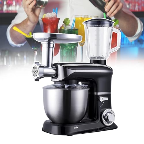 Batidora Comercial, licuadora 3 en 1 de Acero Inoxidable con Recipiente de 6 litros, Potencia máxima de 1500 W, diseño de Carga dependiente, Color Negro