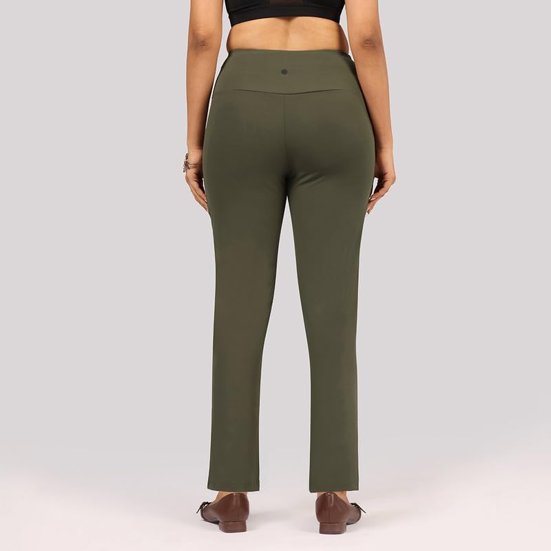 Image of BlissClub Women's Ultimate Straight Pants - Lite, High Waist Formal Trousers with Wide Waistband, Tall (for Women Above 5'5 ft)