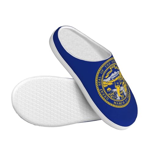 Cozy Nebraska Flag print Slippers Indoor and Outdoor Fuzzy House Shoes Anti-Skid Sole Gifts for Women Indoor Scuff3