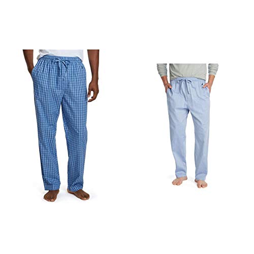 Nautica Men's Soft Woven 100% Cotton Elastic Waistband Sleep Pajama Pant, Blue Bone/French Blue (2 Pack), Medium #TOP30