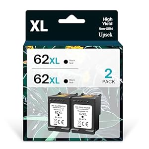 Remanufacture 62XL – Cartucho de tinta negro de repuesto para HP Ink 62 XL con HP Envy 5660 7640 5540 5640 5541 5643 7643 7645 (paquete de 2 unidades)