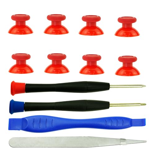 Image of 8PCS Replacement Thumbstick for Xbox one S /X /Elite Controller, Custom Joysticks Repair Kit for Xbox Series X /S Controller, Analog Thumb Sticks Parts for Xbox Core, with Screwdriver (Red)