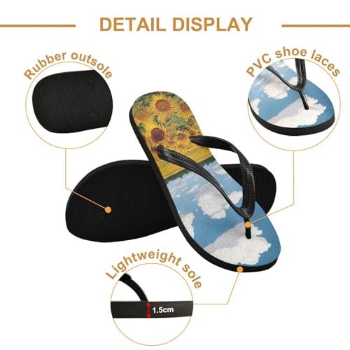 Sunflower Field Flip Flop Sandal for Women Men, Casual Beach Slippers Indoor Outdoor XS3