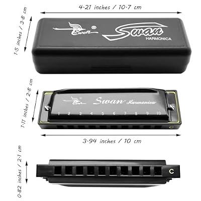 Harmonica Armonica Mouth Organ Blues Harmonica Key of C 10 Hole 20 Tone Polyphony Diatonic Harp with Case for Blues Folk Jazz Pop for Music Student Teacher Teaching Beginner Gift