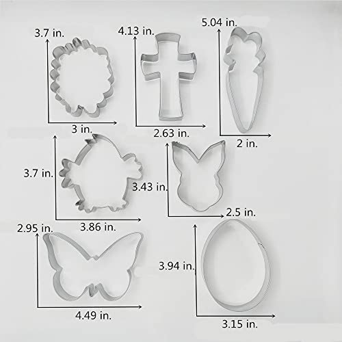 Keniao Easter Cookie Cutter Set, 7 Pcs, Egg, Sheep, Chick, Cross, Butterfly, Bunny And Carrot Biscuit Cutters, Stainless Steel #TOP2