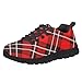 Red Black Buffalo Check Plaid Kids Sneakers for Boys Girls; Children's Running Shoes Breathable Lightweight Mesh Sport Sneakers
