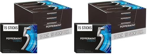 Image of 5 GUM Peppermint Cobalt Sugar Free Chewing Gum Refreshing Cooling Minty Flavor Five Gum, 15 Stick Pack (20 Pack)