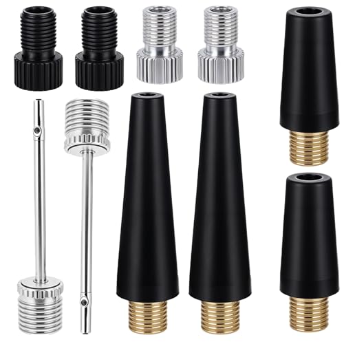Hariendny 10 Pack Balloon Pump Adapter Set for Foot Yoga Ball Nozzle Gym Ball Football Valve Inflation Nozzle Bike Tire Valve Adapter Inflator Needles for Basketball Volleyball Swim Ring Bicycle