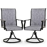 Murago Outdoor Patio Swivel Dining Chairs Set of 2, 360 Swivel and All Weather Rocking Chair with Textilene Mesh Fabric and Rust Proof Steel Frame, 400 Lb. Capacity, Grey