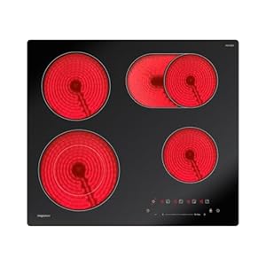 Glaskeramikkochfeld mit 4 kochfelder 59cm, Duale und Ovale Zonen, 15 Heizstufen, Berührungssteuerung, Kindersicherung, Timer, Geeignet für alle Kochgeschirre, 7200W