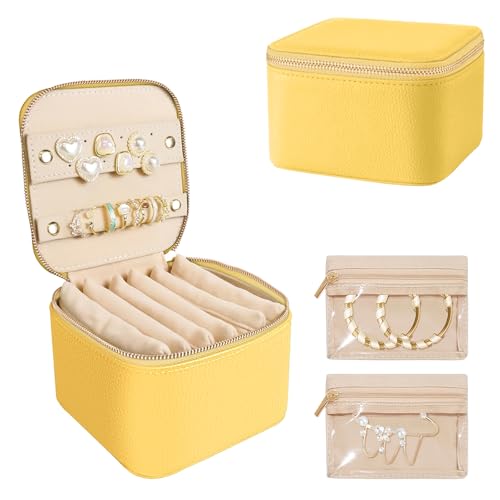 WOOMADA Travel Jewelry Case, Portable Jewelry Box with 6 Velvet