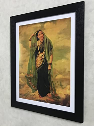 Image of Adventures� *Rambha and Mohini*- Two Paintings by Raja Ravi Varma, Set of 2 Wall D�cor Frames. Matt Satin Print with MDF & 1 inchPS Black Frame. Size 14 inchx18 inch each.