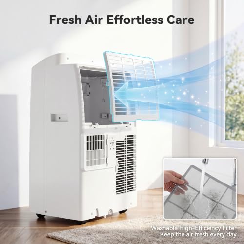Image of 14000BTU Portable Air Conditioner, 4-in-1 700 Sq. Ft, Quiet for room | 14000BTU AC cools 700sq.ft, 4-in-1 cool /fan /dry /sleep, quiet, LED, remote, 24H timer, kit, for bed /office /dorm.