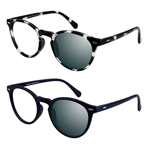 Image of YEIN 2 Pairs Of Bifocal Reading Glasses, Photochromic Gray Sunglasses, for Women /Men（Navy+Black&White,0.00 /+1.25 Magnification）