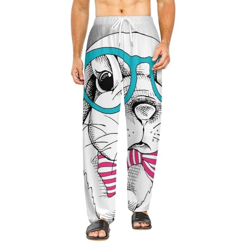 Bas de pyjama femme long Lapin Blanc en taille S avec poches