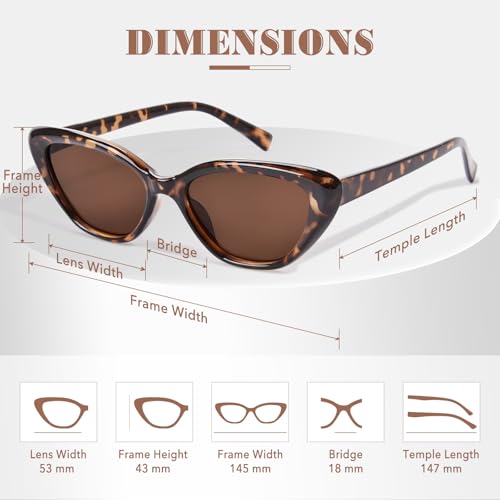 OPTOFENDY Cat Eye Sunglasses for Women, Vintage Retro Narrow Cateye Frame Trendy Sun Glasses, OP69134