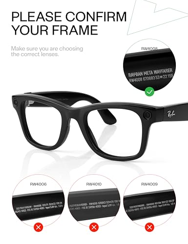 Mryok Ersatzgläser, kompatibel mit Ray-Ban Meta Wayfarer RW4008, 53 mm, Nicht polarisiert – HD-Klar, Einheitsgröße