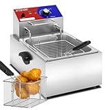 HTTSICHI Commercial Deep Fryer - 12 L Electric Deep Fryer with 6 L Basket, Commercial Deep Fryer with Basket, Stainless Steel Countertop Deep Fryer w/Adjustable Temperature and Restaurant Use