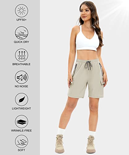 Wishome Women's 7" Hiking Cargo Shorts With Pockets Quick Dry Lightweight Summer Shorts For Women Travel Athletic Golf (Khaki, Large) #TOP4