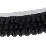 2 Yards Pleated lace Fabric Trim 3 Layers Ruffled lace triming for Sewing DIY Extend Dress Cuff Blouse Lace Fabric Triming (Black)