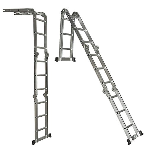 Livebest 11.5 Feet Folding Multi-Ladder 12 Step Aluminum Extendable Ladder Scaffold Ladders, 330lbs Capacity - Thumbnail 7