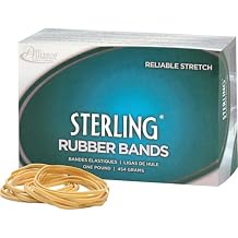 Alliance Rubber 24335 Sterling Rubber Bands Size #33, 1 lb Box Contains Approx. 850 Bands 3 1/2" x 1/8", Natural Crepe Beige