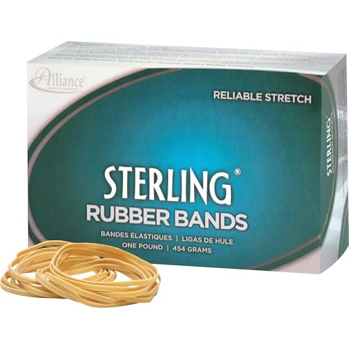Alliance Rubber 24325 Sterling Rubber Bands Size #32, 1 lb Box Contains Approx. 950 Bands (3" x 1/8", Natural Crepe) Beige by Alliance - Used condition - US$8.39