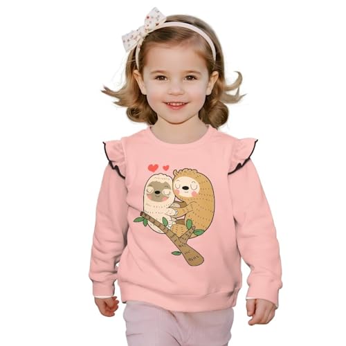 Animal Toddler Sweatshirt Crew Neck Girls Clothes Ruffle Long Sleeve Hoodie Cute Tops for Kindergartener 1T-8T