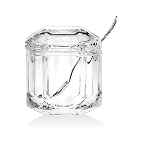 Godinger Crystal Symmetry Covered Jar With Stainless Spoon Cover