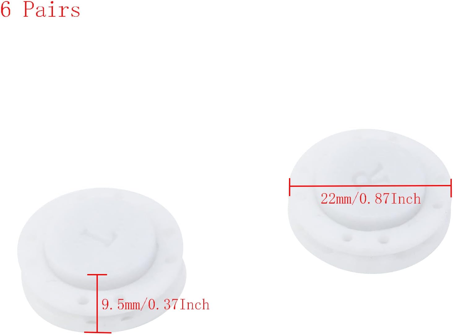6pcs Magnetic Clothes Buttons White Hidden Coat Button Nylon Windbreaker Buckle for Cloak Overcoat Sleepwear(22mm/0.87Inch)
