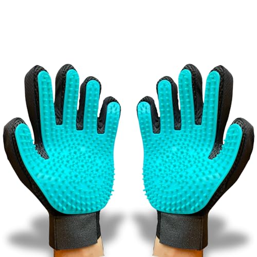 IDEARES Pet Grooming Glove – 2-Pack Left & Right Mitt with 313 Soft Tips | Deshedding Brush for Dogs, Cats, Horses & Rabbits | Gentle Hair Remover & Massage Tool