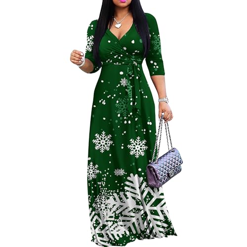 Image of FANDEE Plus Size Maxi Dress for Women Casual Summer Sundress V-Neck 3 /4 Sleeve
