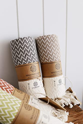 Madamelique Exclusive Hand Towels Set Of 2-18 X 40 Inches - Decorative Bathroom Peshtemal Towel For Hand, Face, Hair, Yoga, Tea, Dishcloth, Kitchen And Bath - 100% Pure Cotton (Biscuit) #TOP6