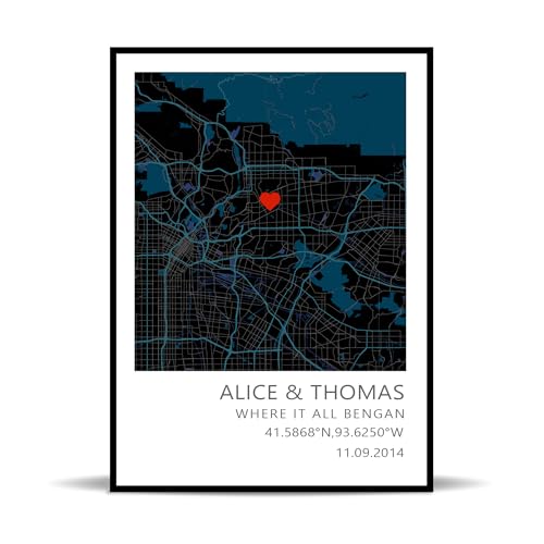 Where It all Began Map, Where We Fell in Love, First Met Map, Where it Began, Relationship Gift, Personalized Map Print Gift, Custom Wall Decor Poster, City Print Frame