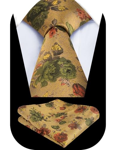 Image of Alizeal Mens 3.15'' Colorful Flower Pattern and handkerchief Necktie Set