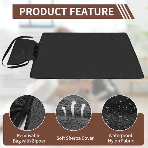 Adiwo Faltbare wasserdichte Haustier Decke, 100 x 70cm Camping Decke Hund Katze Mat Wärmende Hundedecke mit Tasche Hundebett Hundematte Hundedecken für Outdoor Innen Reisedecke für Haustier(Schwarz)