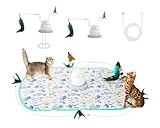Fresum 4 en 1 Jouet Chat à Plume Interactif Charge Rotatif à 360 ° USB Jeux Automatique Électronique Rotatif pour la Chasse Jeu Cache Cache pour Arbre à Chaton avec 2 Plumes