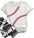 Baseball Shirt Women Baseball Love Graphic Tees Funny Baseball Mom T Shirt Game Day Short Sleeve Tops White
