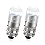 Ruiandsion アップグレード E10 ハイキングキャンプライト超明るい白 LED 懐中電灯バルブ 0.6W 6-30V 6V 12V 24V LED 交換バルブ懐中電灯ランプ緊急ワークライト白、ノンポーラ 2PCS