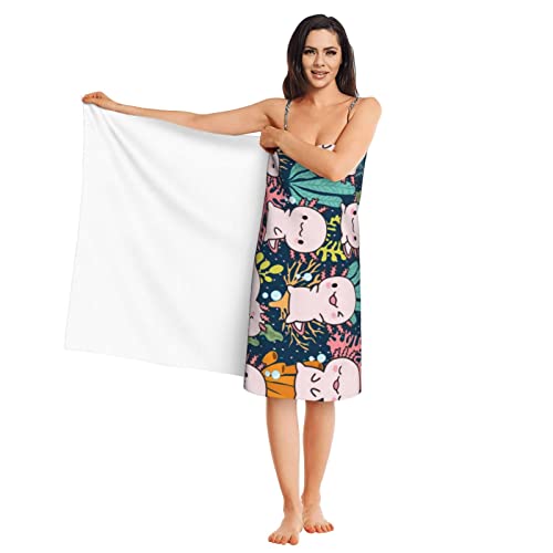Image of MISOLAXI Axolotl Beach Towels for Women Boys Girls 32 inchX52 inch, Vacation Essentials Quick Dry Soft Fluffy Sand Free Oversized Bath Pool Swim Towel Gift Cruise Accessories