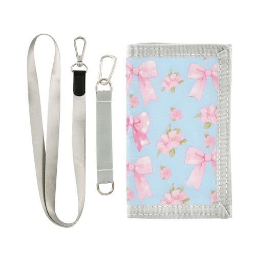 ALAZA Kids Wallets for Boys Girls Toddler Trifold Wallet Children Small Bow Tie Blue with Zipper Coin Pocket