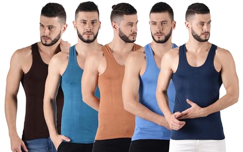 Image of Dollar Lehar Men Combed Cotton Round Neck Vest -Colour May Vary