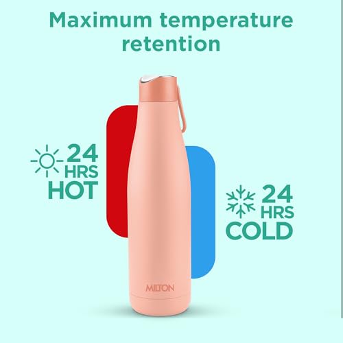 Image of Milton Fame 600 Thermosteel Water Bottle 500 ml, 24 Hr Hot and Cold I Leak Proof Lid, ISI Certified I Vacuum Insulated I for Office, Gym, School I Peach