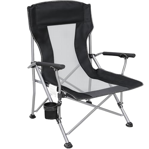 WILDROOTS XXL Mesh Camping Chair - Heavy Duty High Backrest...