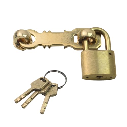 Chinflly Antikes Messing Vorhängeschloss mit Schlüssel