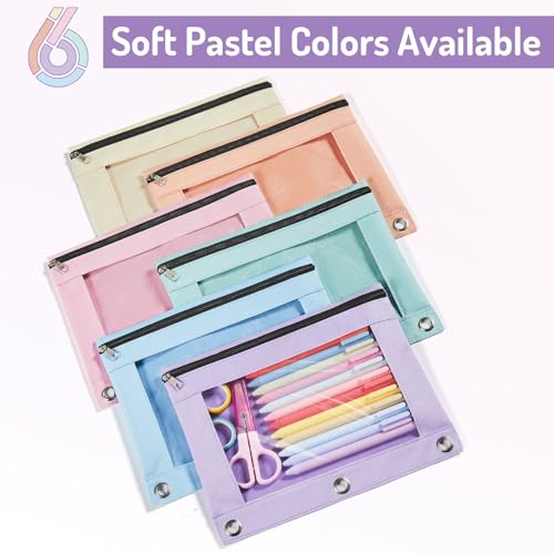 Forvencer Pencil Pouch for 3 Ring Binder, Pastels Pencil Case,Cute Pen Bag — view 2