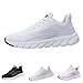 Toumov Womens Slip On Sneakers Mesh Breathable Gym Work Fashion Sneakers Lightweight Tennis Walking Shoes Cushioning Comfort Gym Workout Athic Shoes Comfortable Trainers for Gym Travel Work White
